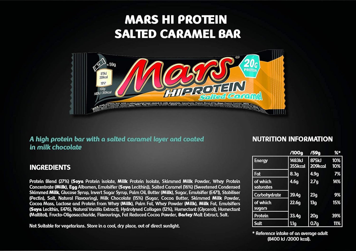 Mars - Hi-Protein Bars - 12x59g, Salted Caramel