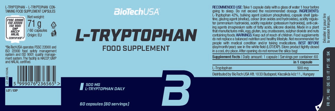 BioTech L-Tryptophan 60 Kapseln – Für bessere Stimmung & Schlaf - King's Family Fitness