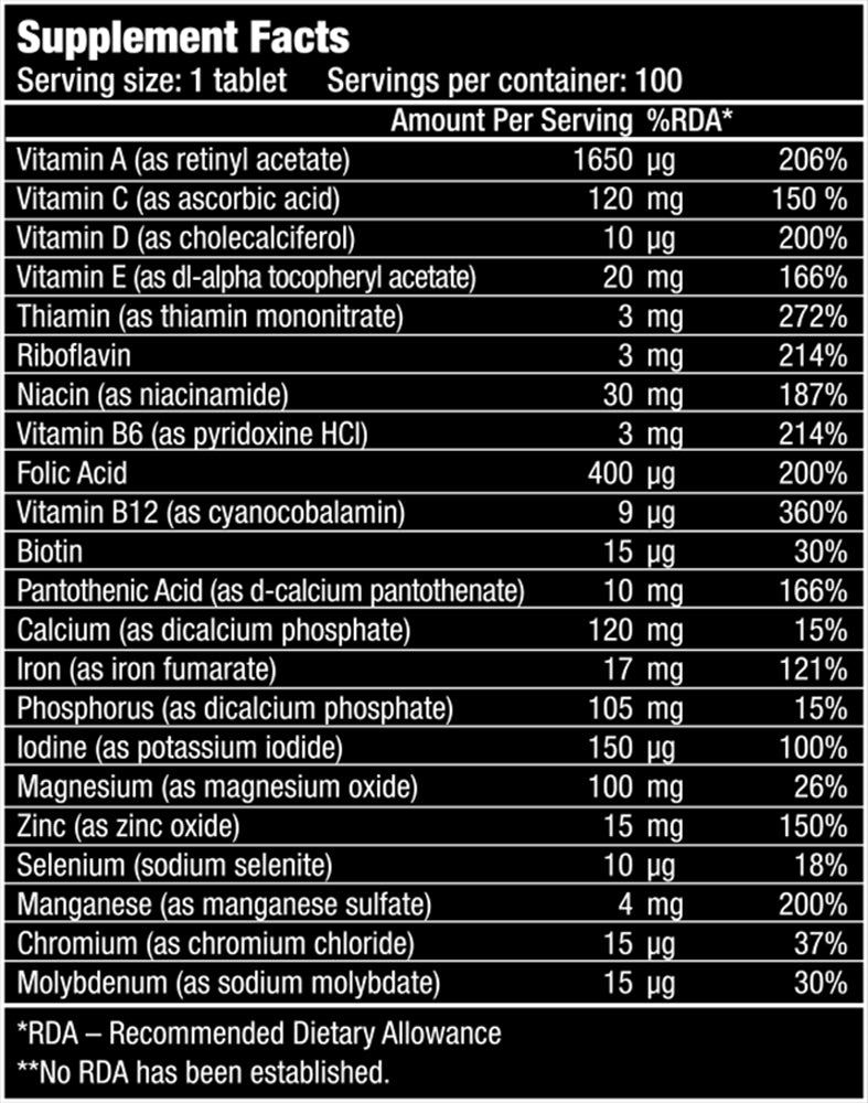 BioTech One A Day 100 Tabletten – Multivitamin- und Mineralienkomplex für tägliche Gesundheit - King's Family Fitness