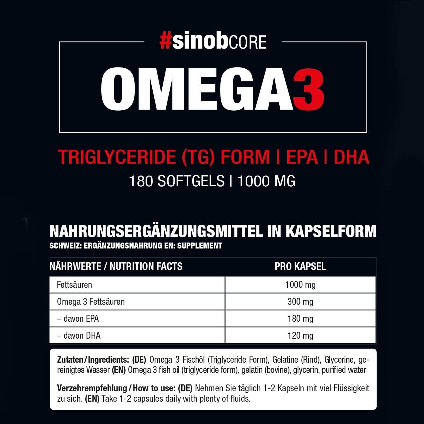 Sinob - Omega 3, 180 Softgels