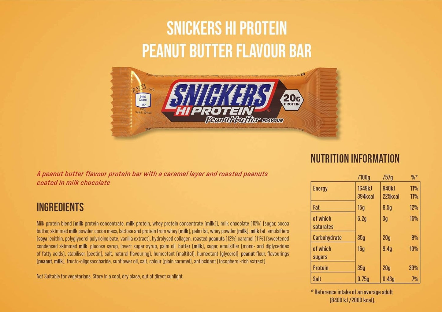 Snickers Hi-Protein Bars Limited Edition - 12x57 - Peanut Butter - King's Family Fitness