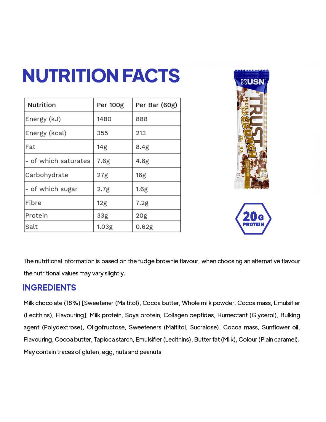 USN TRUST Crunch Bars 12x60g - King's Family Fitness